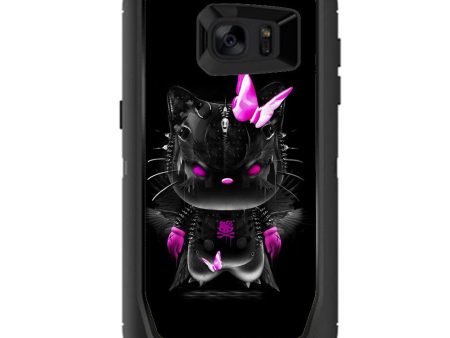 Cute Kitty In Black Otterbox Defender Samsung Galaxy S7 Edge Skin Cheap