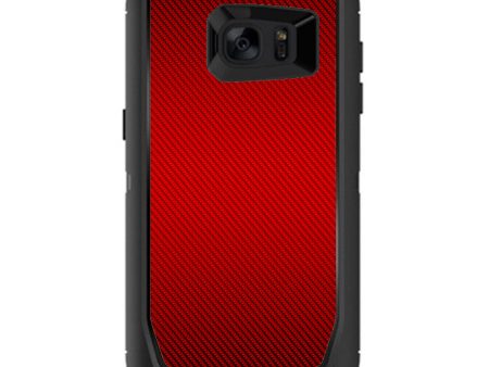 Red Carbon Fiber Graphite Otterbox Defender Samsung Galaxy S7 Edge Skin Hot on Sale