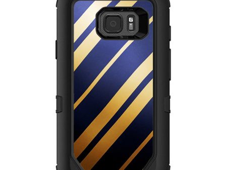 Blue Gold Stripes Otterbox Defender Samsung Galaxy S7 Active Skin Hot on Sale