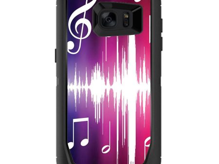 Music Notes Glowing Otterbox Defender Samsung Galaxy S7 Edge Skin Sale