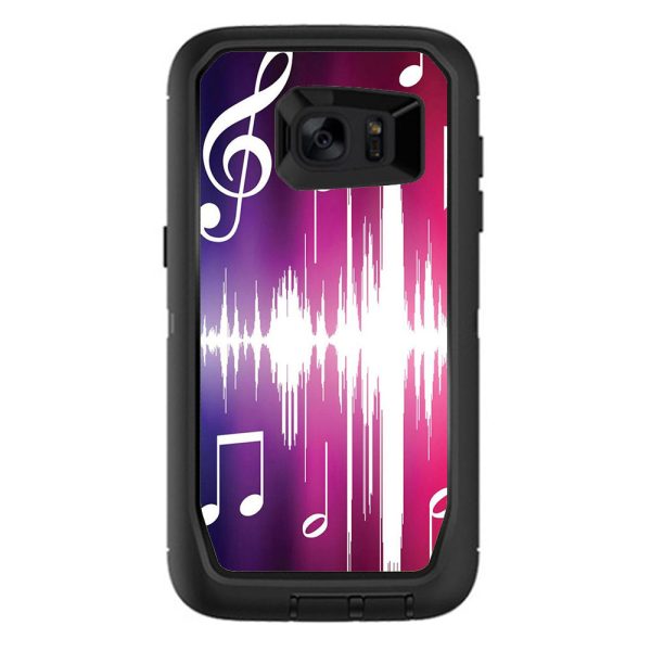 Music Notes Glowing Otterbox Defender Samsung Galaxy S7 Edge Skin Sale